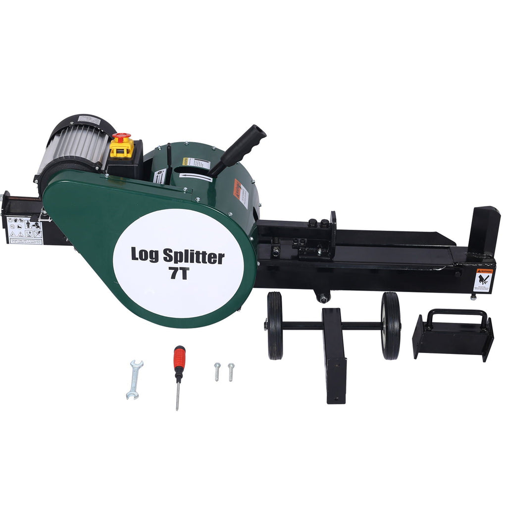 Electric Log Splitter 7 Ton with Double Flywheel - Black
