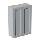 Gray Shaker Solid Wood Bathroom Storage Cabinet with Soft-Close Doors - Gray