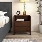 Brown 2-Drawer Nightstand with Solid Wood Construction