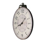 Antique Oval Wall Clock with Easy-Hang Design - Ivory