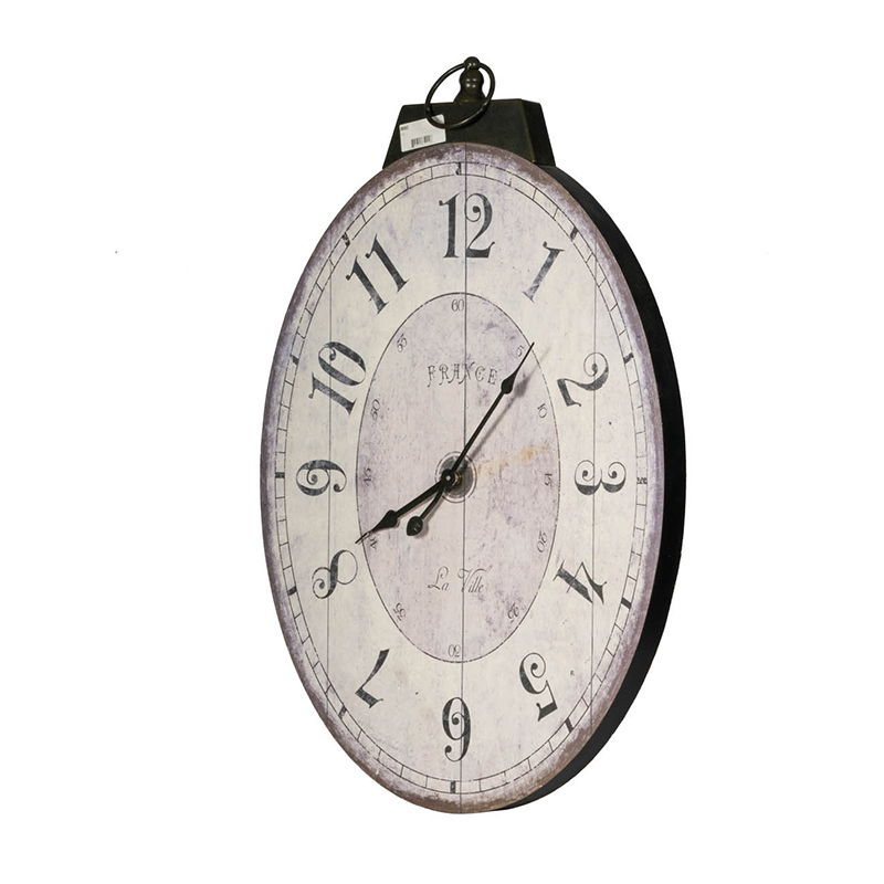 Antique Oval Wall Clock with Easy-Hang Design - Ivory