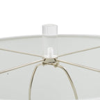 Sculpted Marble & Crystal Cylinder Table Lamp with White Drum Shade - White