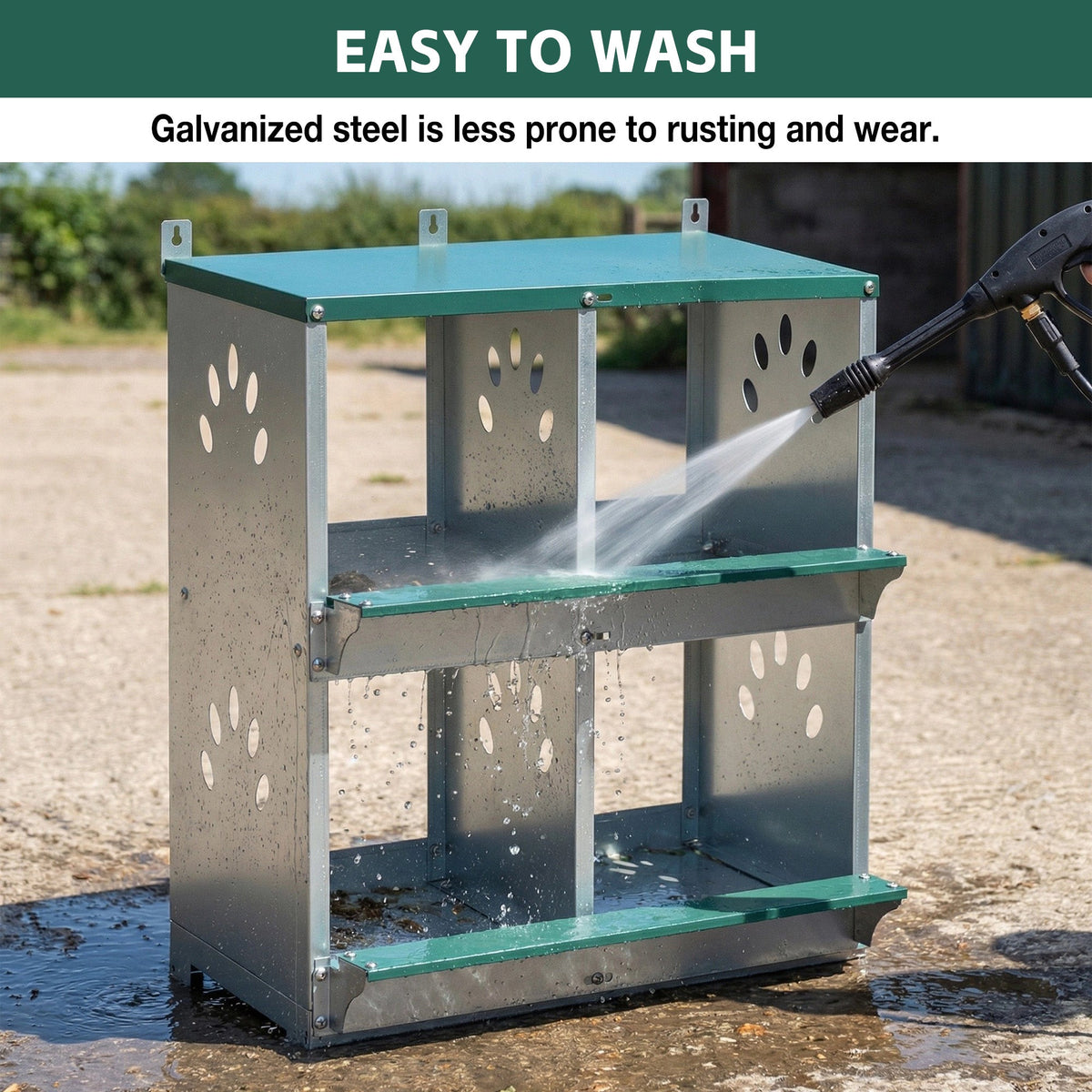 4 Compartment Chicken Nesting Boxes with Durable Metal Construction - Green
