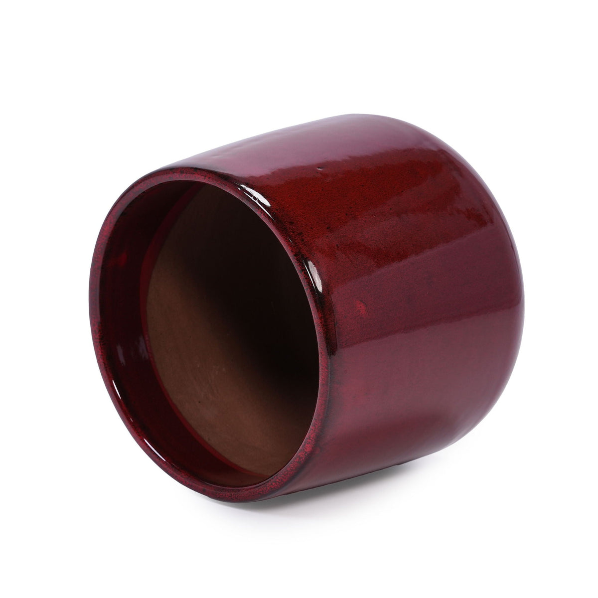 Bean Paste Red 4-Piece Ceramic Planter Pot Set with Drainage Hole - Indoor Outdoor