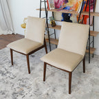 Monza Contemporary Dining Chair Set with Solid Wood Frame - Beige or Dark Green