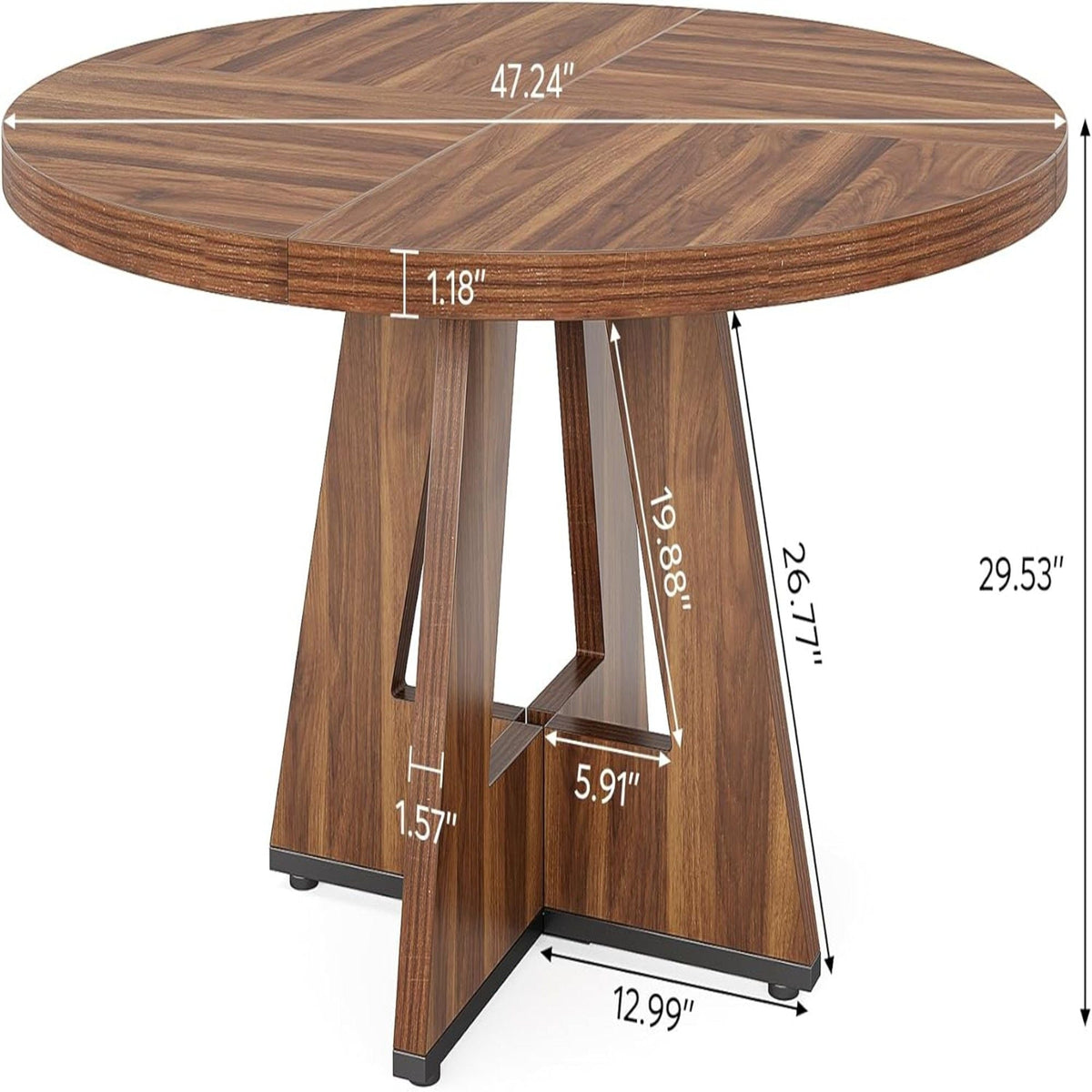 Round Dining Cross Base Kitchen Table with Engineered Wood - Assorted Colors