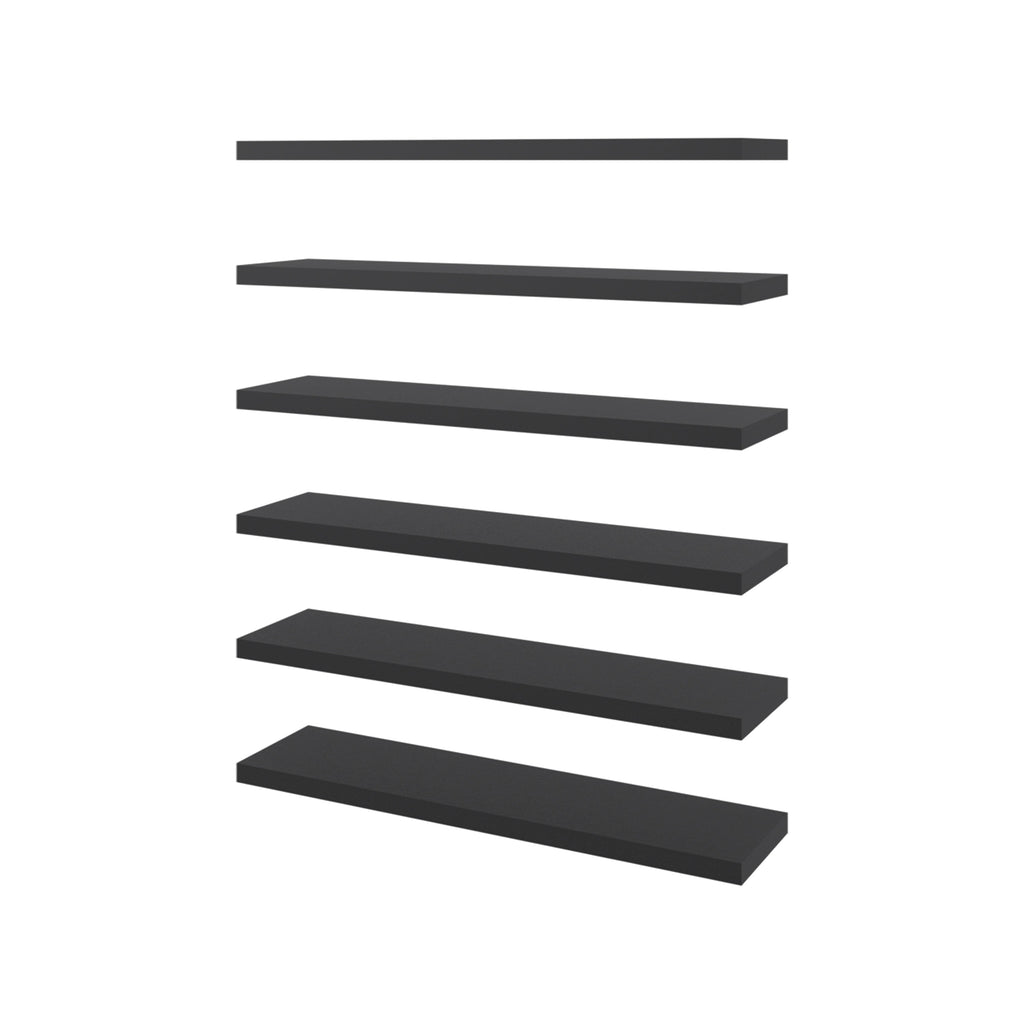 Madison 6-Piece Floating Wall Shelves Set with Wood Construction - Wenge