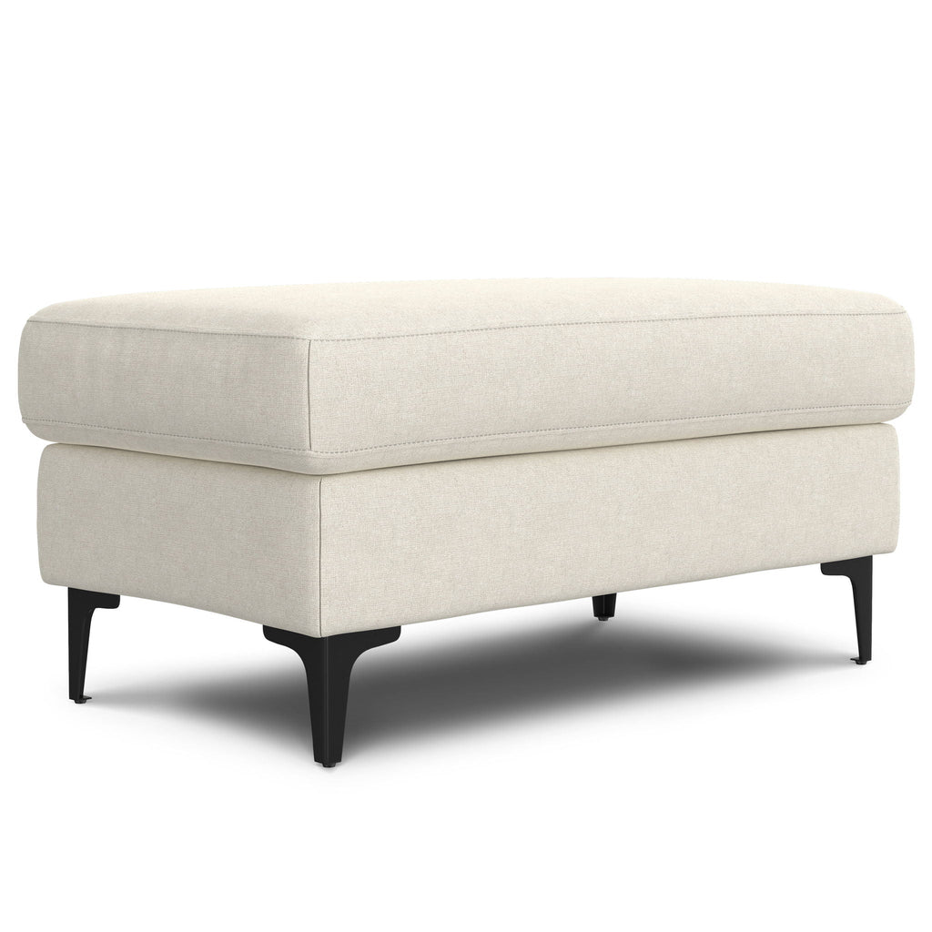 Versatile Mid Century Ottoman with Eco-Friendly Upholstery - Beige or Dark Gray