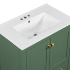Green Bathroom Vanity with Single Undermount Sink and Storage - Solid Wood