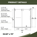 Pearl Silver Sliding Frameless Shower Door with Easy Clean Tempered Glass