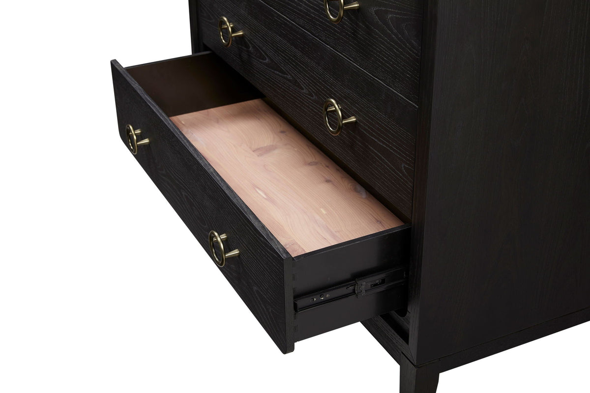 5 Drawer Chest Ample Storage with Cedar & Felt-Lined Drawers - Black or Light Brown