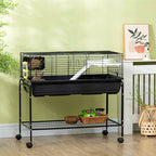 Small Animal Cage with Removable Stand and Wheels - Black