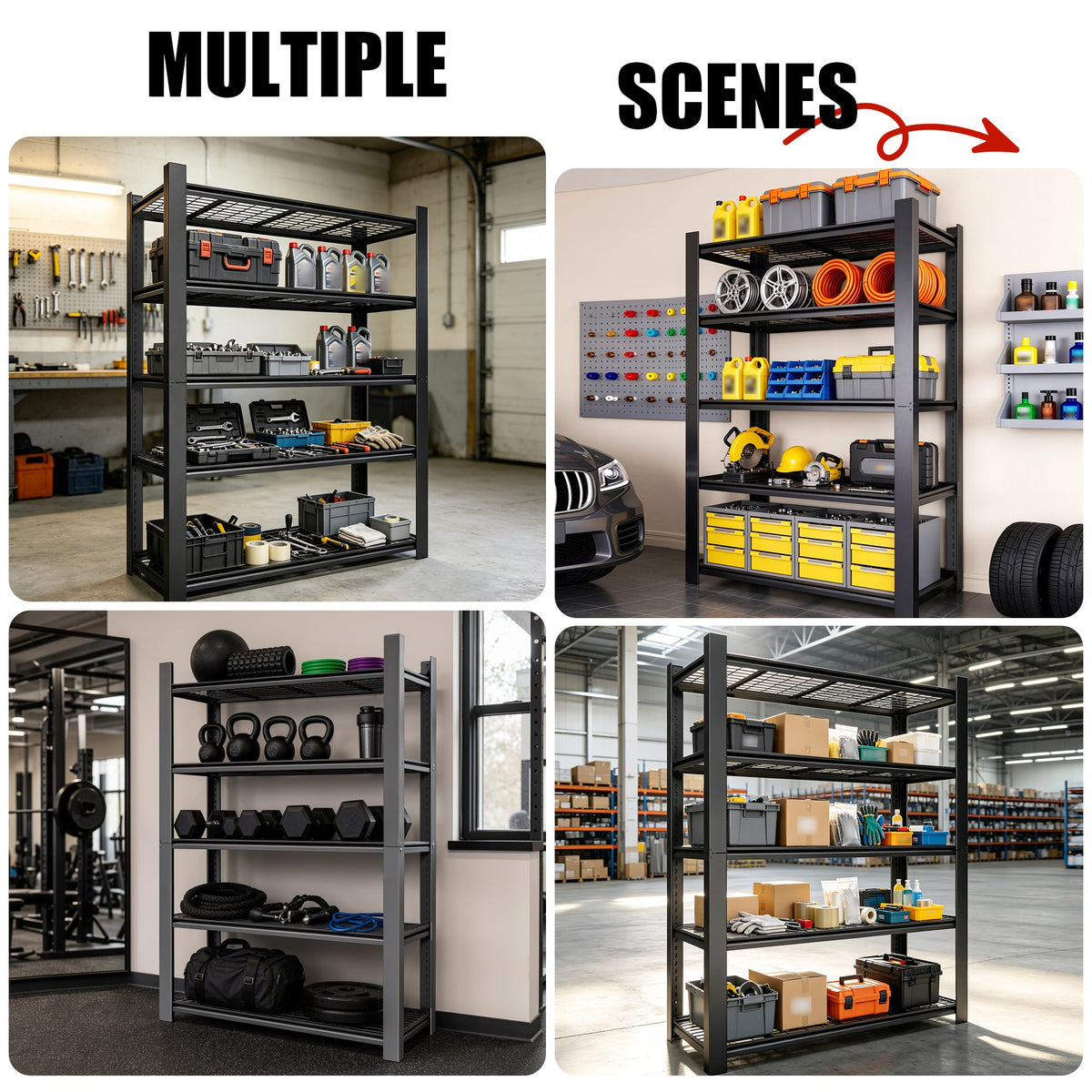 72"H Heavy Duty 5-Tier Shelving Rack
