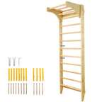 Natural Swedish Ladder Stall Bars Set for Physical Therapy & Gymnastics with High Weight Capacity