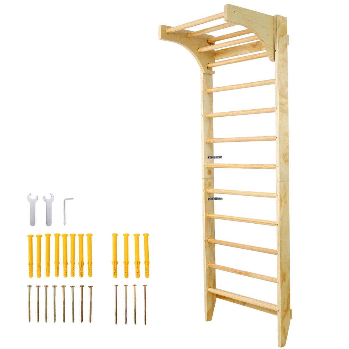 Natural Swedish Ladder Stall Bars Set for Physical Therapy & Gymnastics with High Weight Capacity