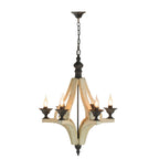 6 Light Wood Chandelier