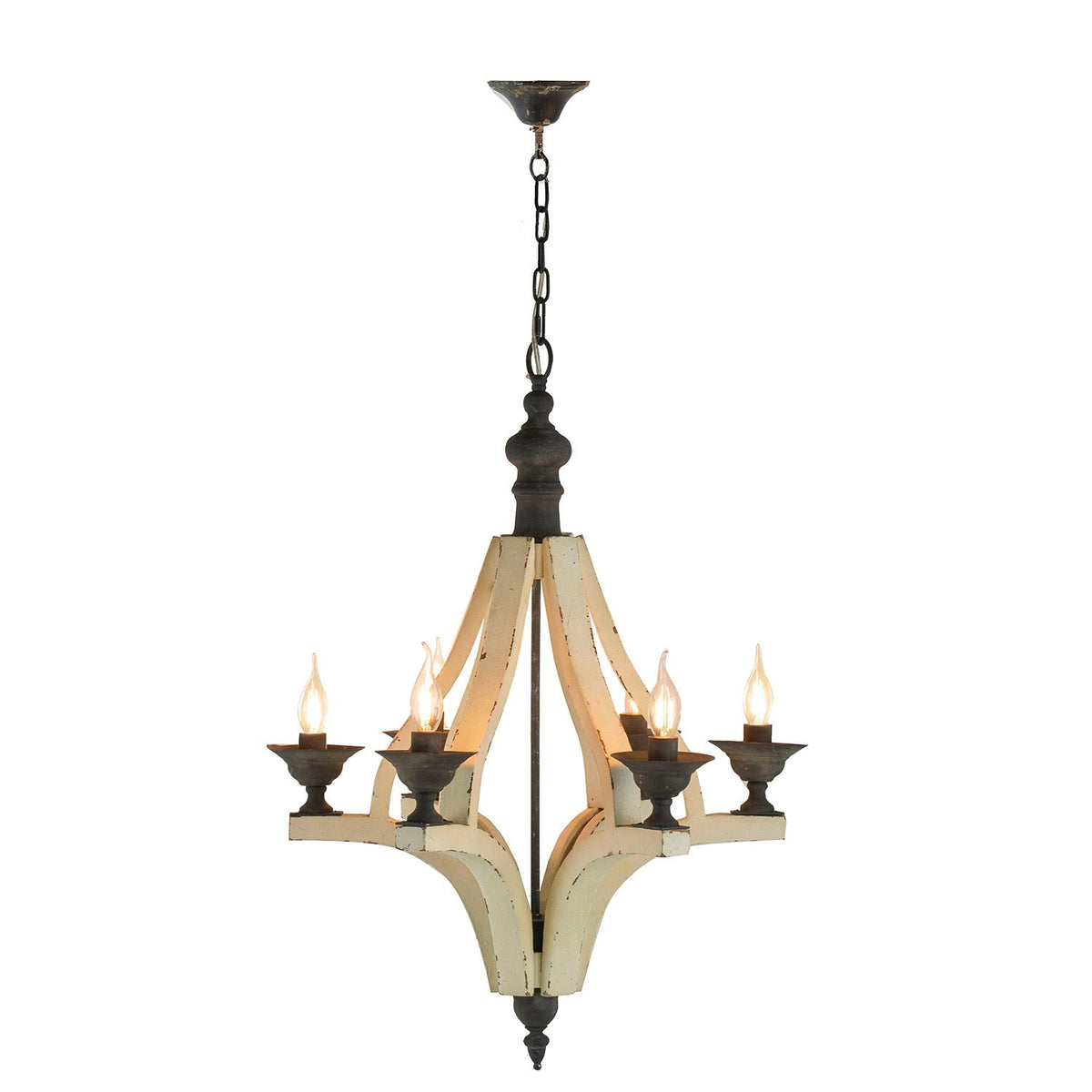 6 Light Wood Chandelier