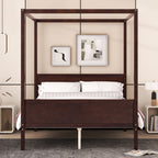 Canopy Platform Bed with Headboard and Footboard, Slat Support Leg - Queen