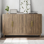 Sideboard Buffet Cabinet with Carved Doors and Adjustable Shelf - Dark Brown