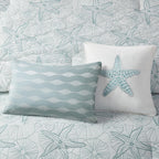White King Comforter Set with Coastal Embroidery - 100% Cotton