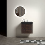 Alice Wall-Mounted Bathroom Vanity with Integrated Sink - Black or White