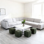 Square Ottoman Foot Rest with Woven Corduroy Design - Fabric