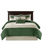 Faux Suede Comforter Set with Hypoallergenic Filling - Green
