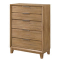 Natural Wood 5 Drawer Tall Accent Chest with Ample Storage - Light Brown