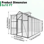 Windproof Greenhouse with Raised Base - Polycarbonate Panels - Black