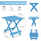 Folding Square Table for Backyard with Space-Saving Design - Blue