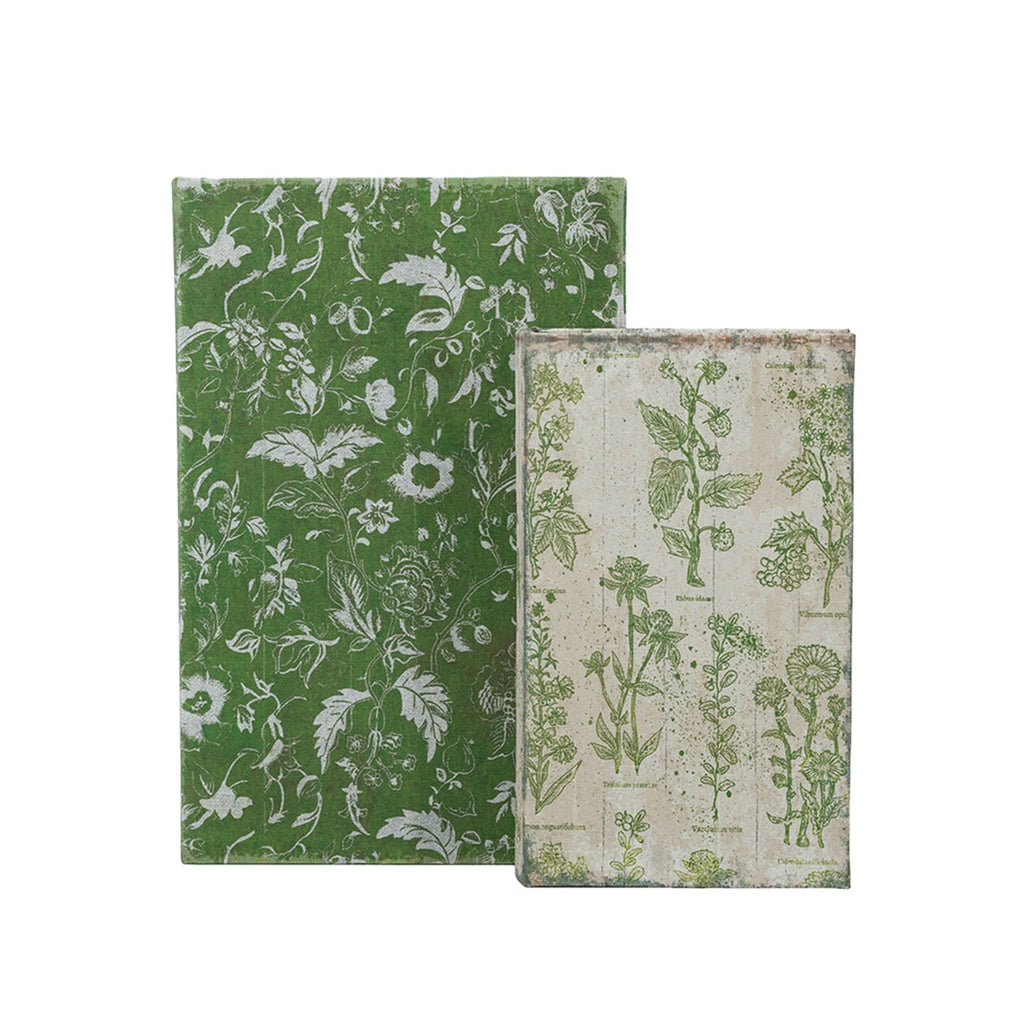 Rustic Floral Decorative Book Boxes with Hidden Storage - Set of 2