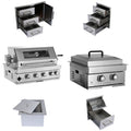 Built-In Outdoor Kitchen LPG Gas Grill with Ice Box and BBQ Tool Set - Silver