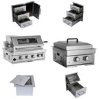 Built-In Outdoor Kitchen LPG Gas Grill with Ice Box and BBQ Tool Set - Silver
