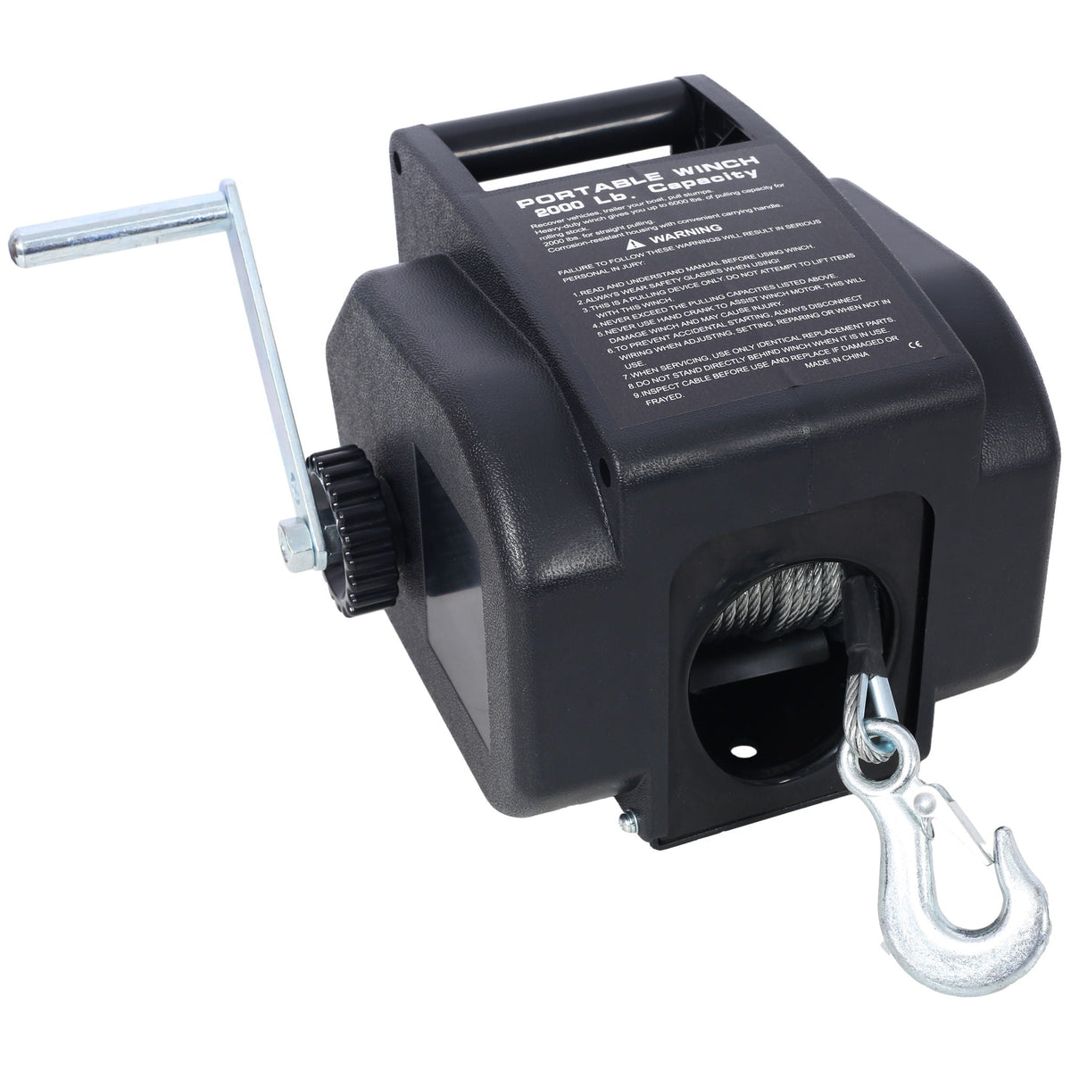 Reversible Electric Trailer Winch with Galvanized Wire Rope - Black