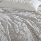 Textured Woven Jacquard Comforter Set with Cotton Face - Gray