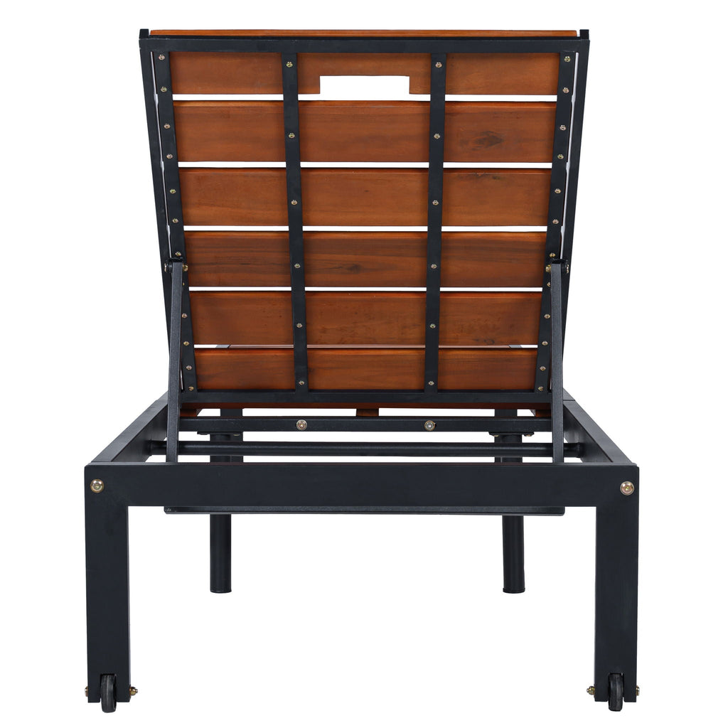 Outdoor Chaise with Adjustable Backrest - Light Brown or Dark Brown