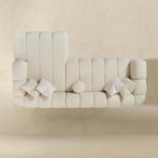 Modern Tufted Right Sectional Sofa with Toss Pillows - Ivory