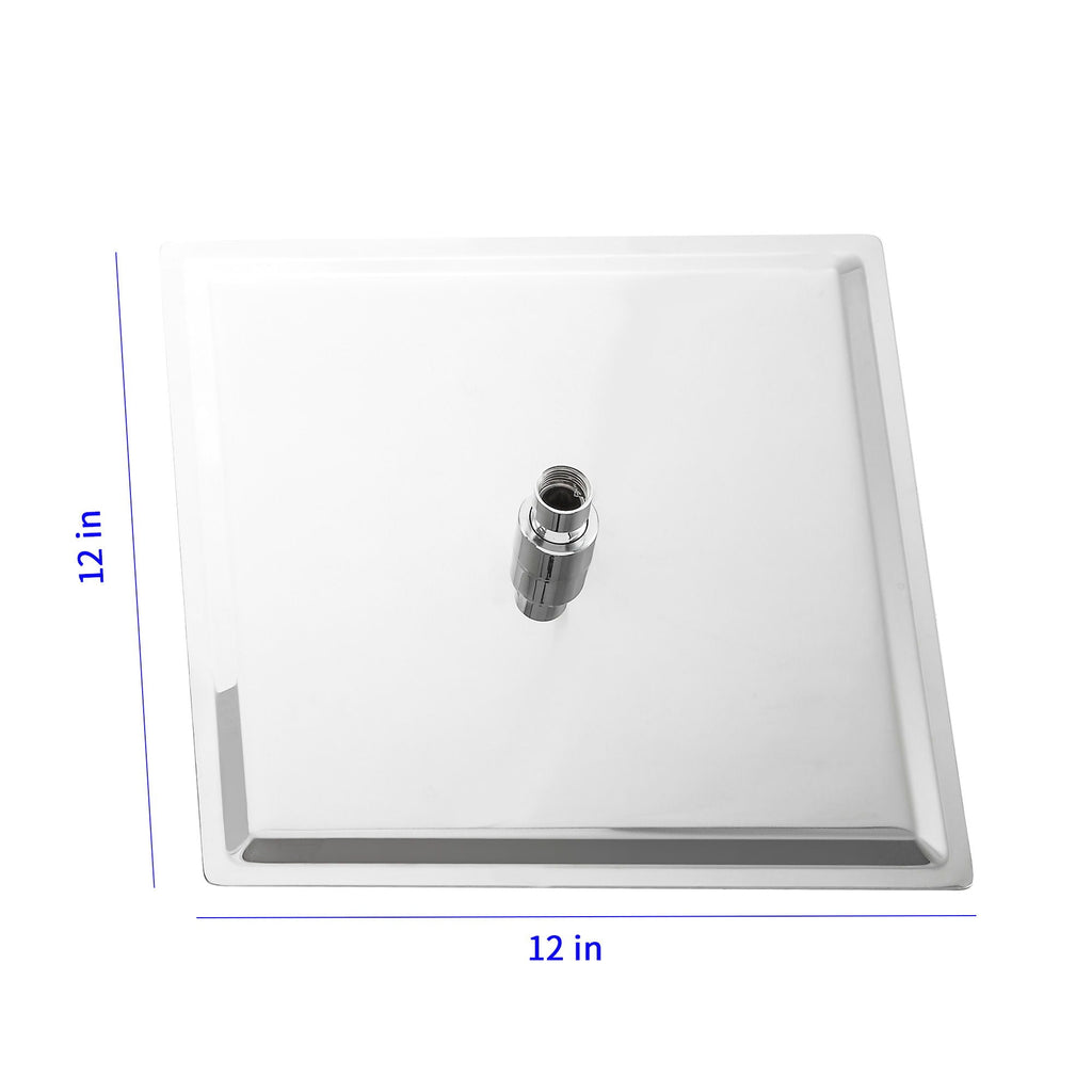 Ultra Thin Square Rainfall Shower Head with 12" Coverage - Gray or Pearl Silver