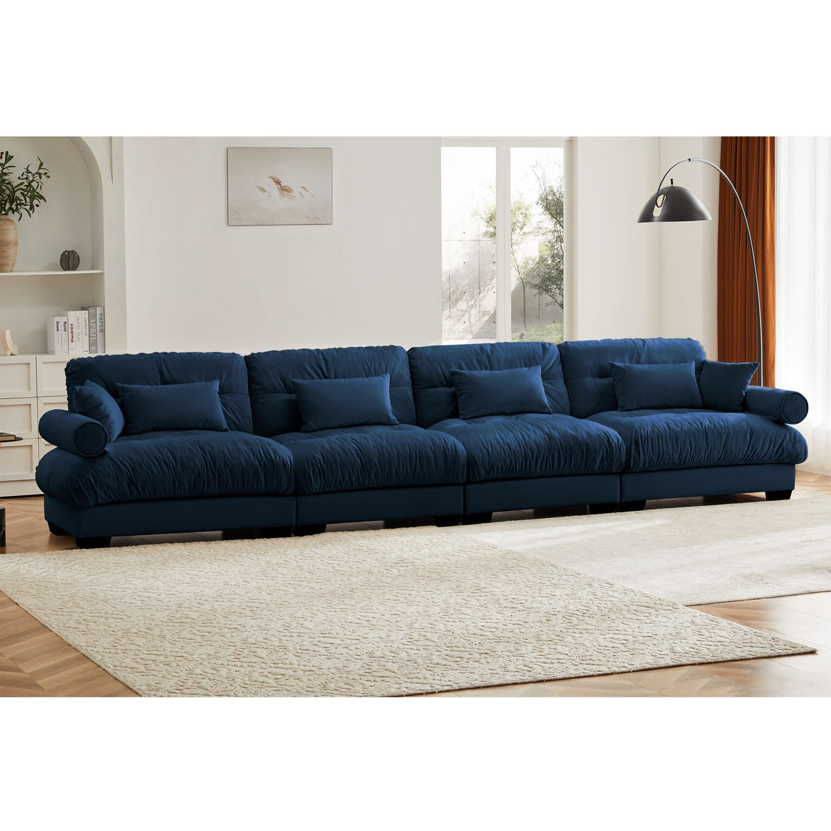 Oversized Modular Sectional Sofa with Deep Seat – Available in Dark Gray, Blue, or Beige