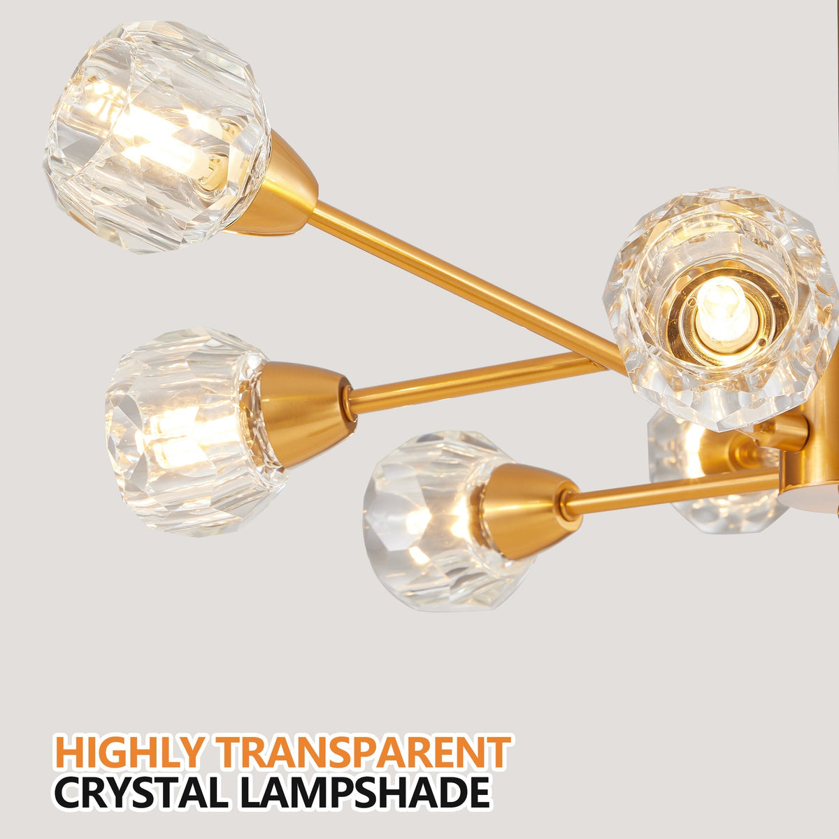 28" Modern Crystal Chandelier with 9 Lights - Golden