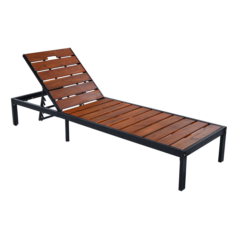 Outdoor Chaise with Adjustable Backrest - Light Brown or Dark Brown