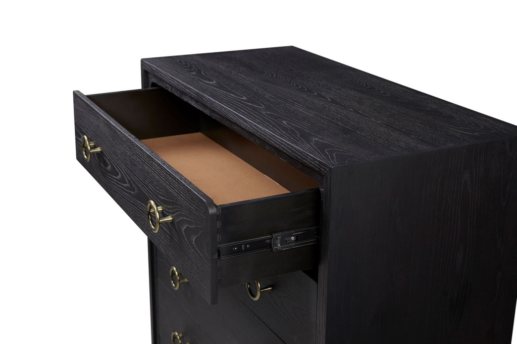 5 Drawer Chest Ample Storage with Cedar & Felt-Lined Drawers - Black or Light Brown