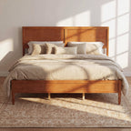 King Size Wood Platform Bed Frame with Classic Headboard - Brown or Natural