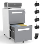 2-Drawer Mobile File Cabinet with Lock - White