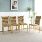 Modern Dining Chair Set with Plated Metal Legs - Multiple Colors