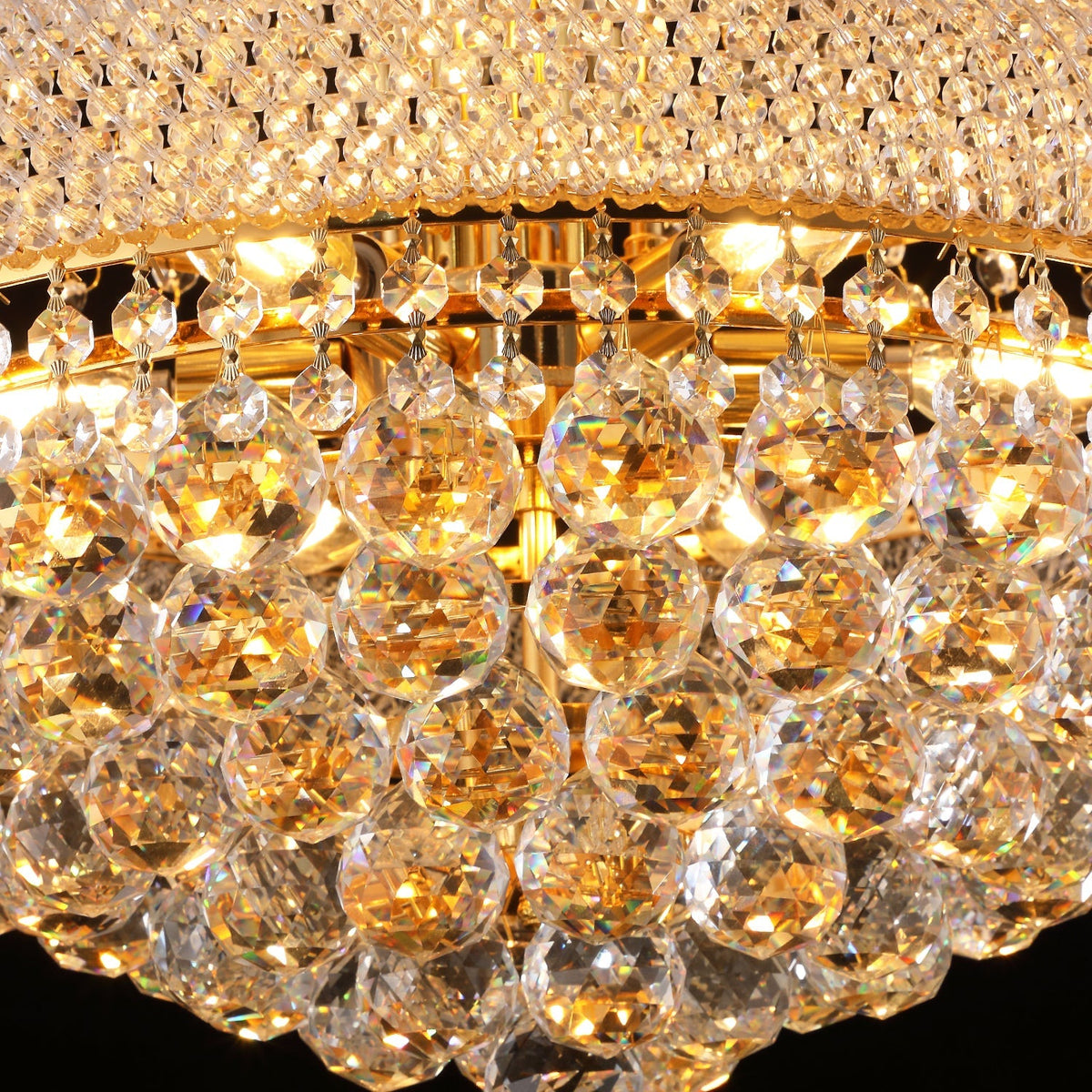24-Inch Gold Crystal Chandelier with 12 LED Lights - Gold