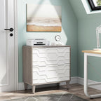 2 Drawer Lateral File Cabinet with Dual-Space Drawers - Gray / White