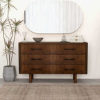 Brown 6-Drawer Dresser with Walnut Finish – Solid Wood