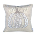 Lace Embroidered Pumpkin Throw Pillow with Linen-Blend Fabric - Natural