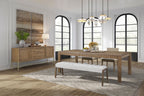 Dining Table with Leaf - Solid Wood Expandable - Light Brown